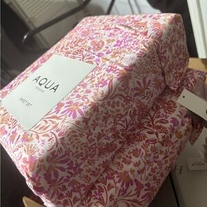 Aqua Bedding Set with Pink and Orange Floral Design